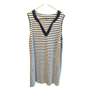 Striped Sleeveless Dress Navy & White
